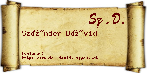 Szünder Dávid névjegykártya