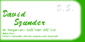david szunder business card
